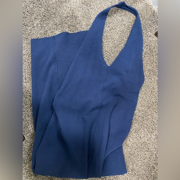 Free People MIDI Dark Blue BEACH Dress Size S - Picture 2 of 4